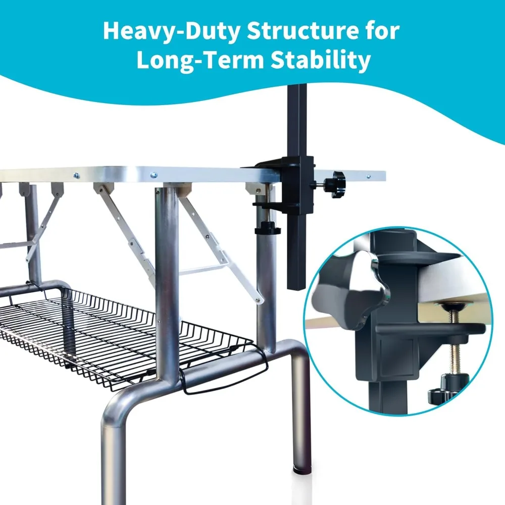 شحن مجاني - طاولة العناية بالكلاب الأليفة مقاس 46 بوصة مع سلال |   طاولة تشذيب العناية بالسلالات الكبيرة، نسخة مطورة
