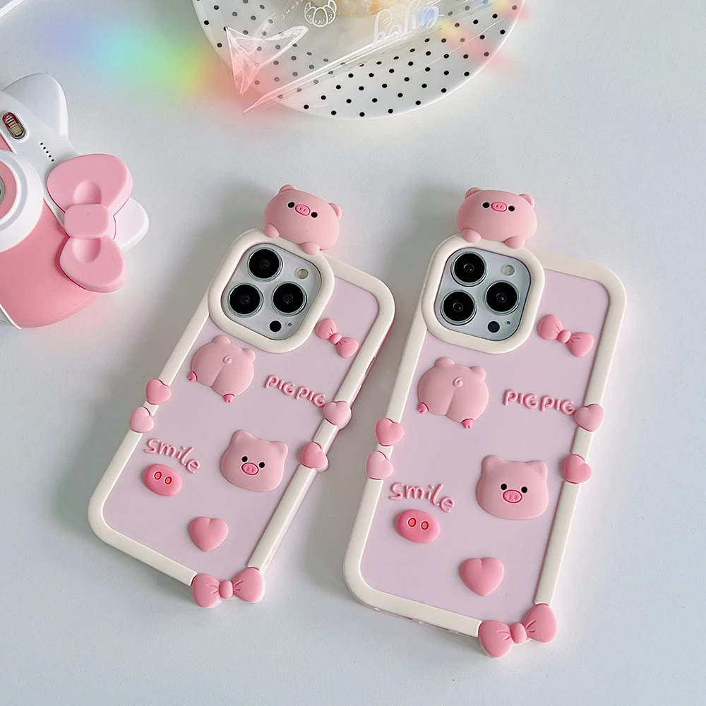Für iPhone 16 15 14 13 12 Pro X XS Max XR 8 7 6 6S Plus SE Niedliche Rosa Schweinchen-Hülle Weiche Silikon-Abdeckung – Detail 6