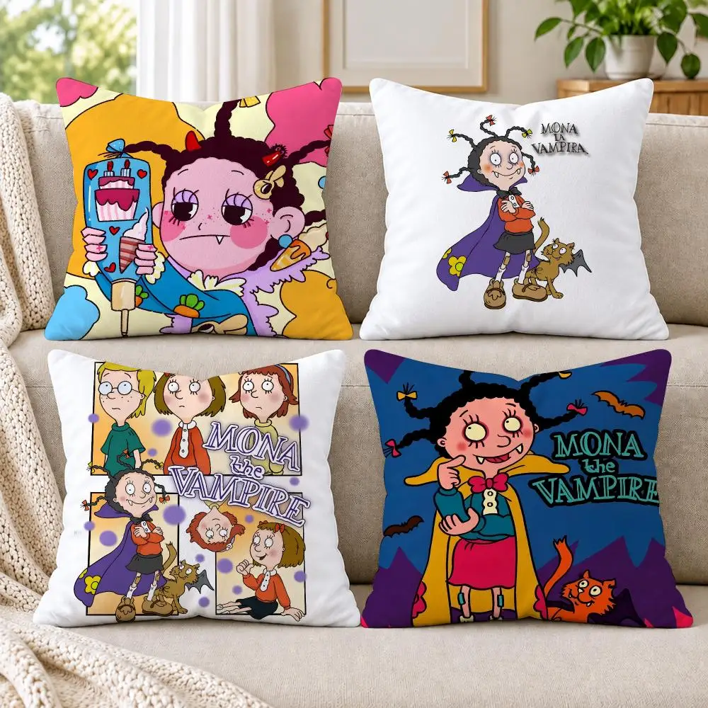 M-Mona the V-Vampire Cushion Cover Short Plush Double-Sided Printing Sofa Bedroom Pillow Case Aesthetic Home Decor