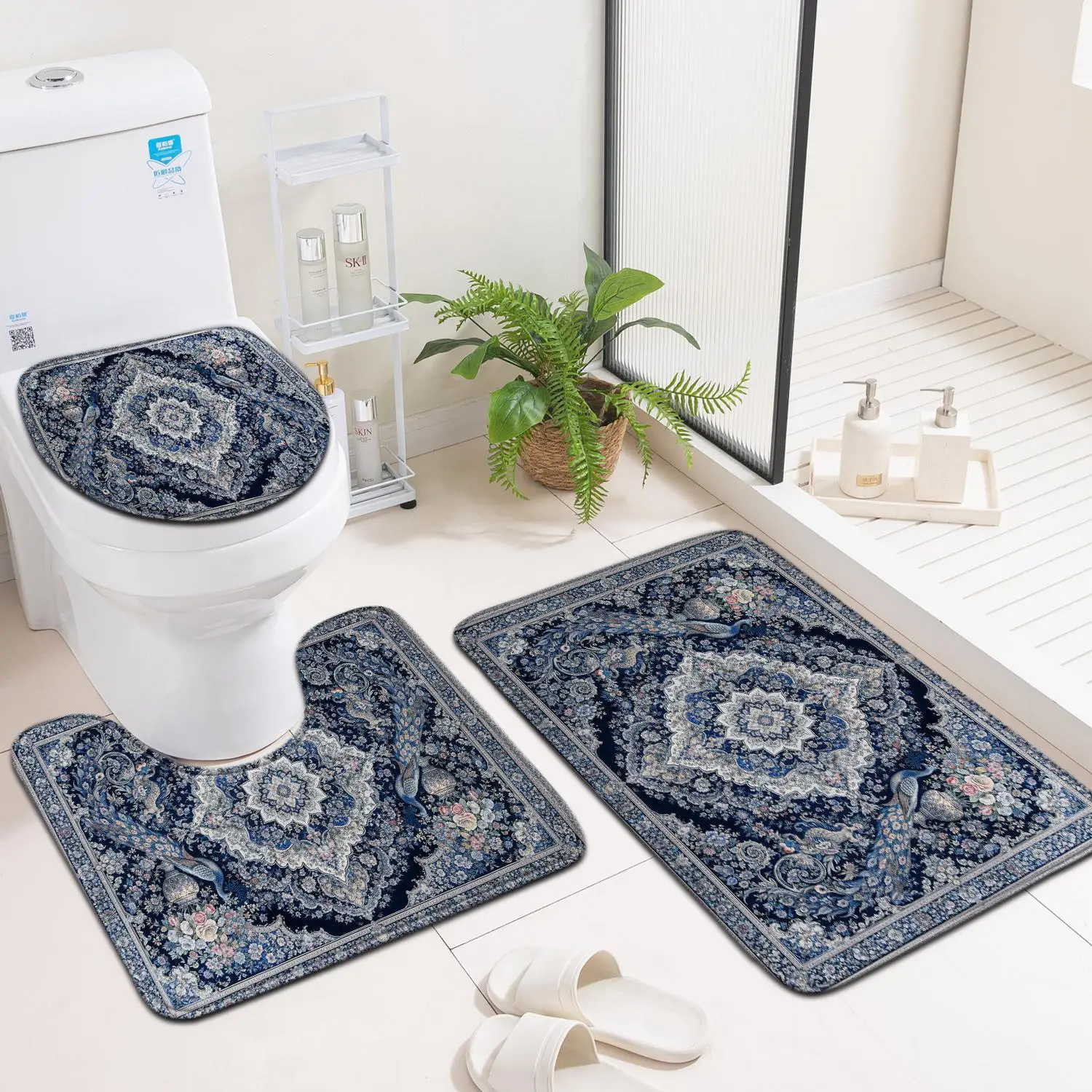 Luxury Bathroom Mat Set 3 Piece Bath Rugs for Toilet Vanity Area Decor Home Bathroom Accessories