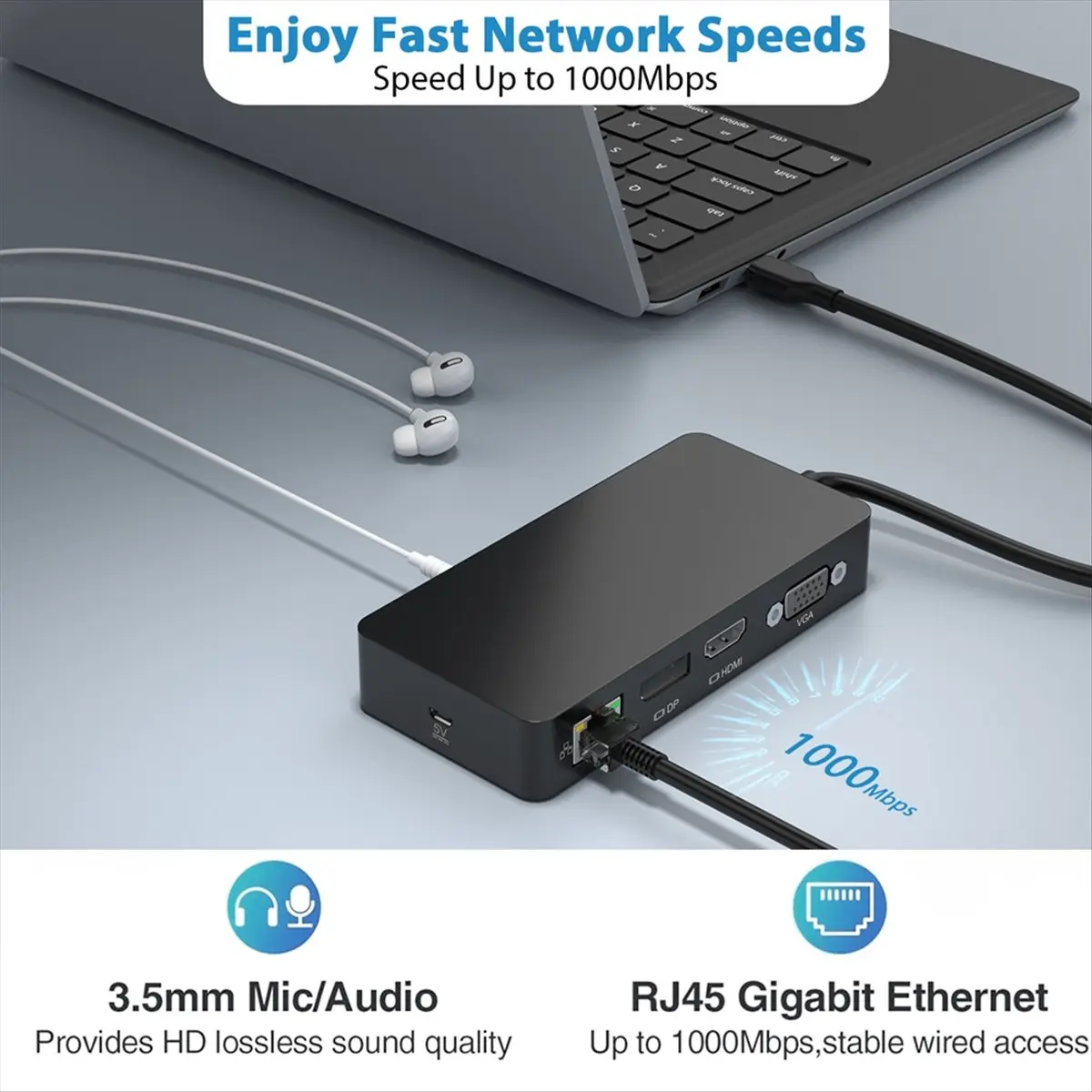 【ELEVATE LIFE】For Pro7/8/9/X/11 Docking Station 12 in 1 Multi-Function Gigabit Network Port 100WPD Power Supply