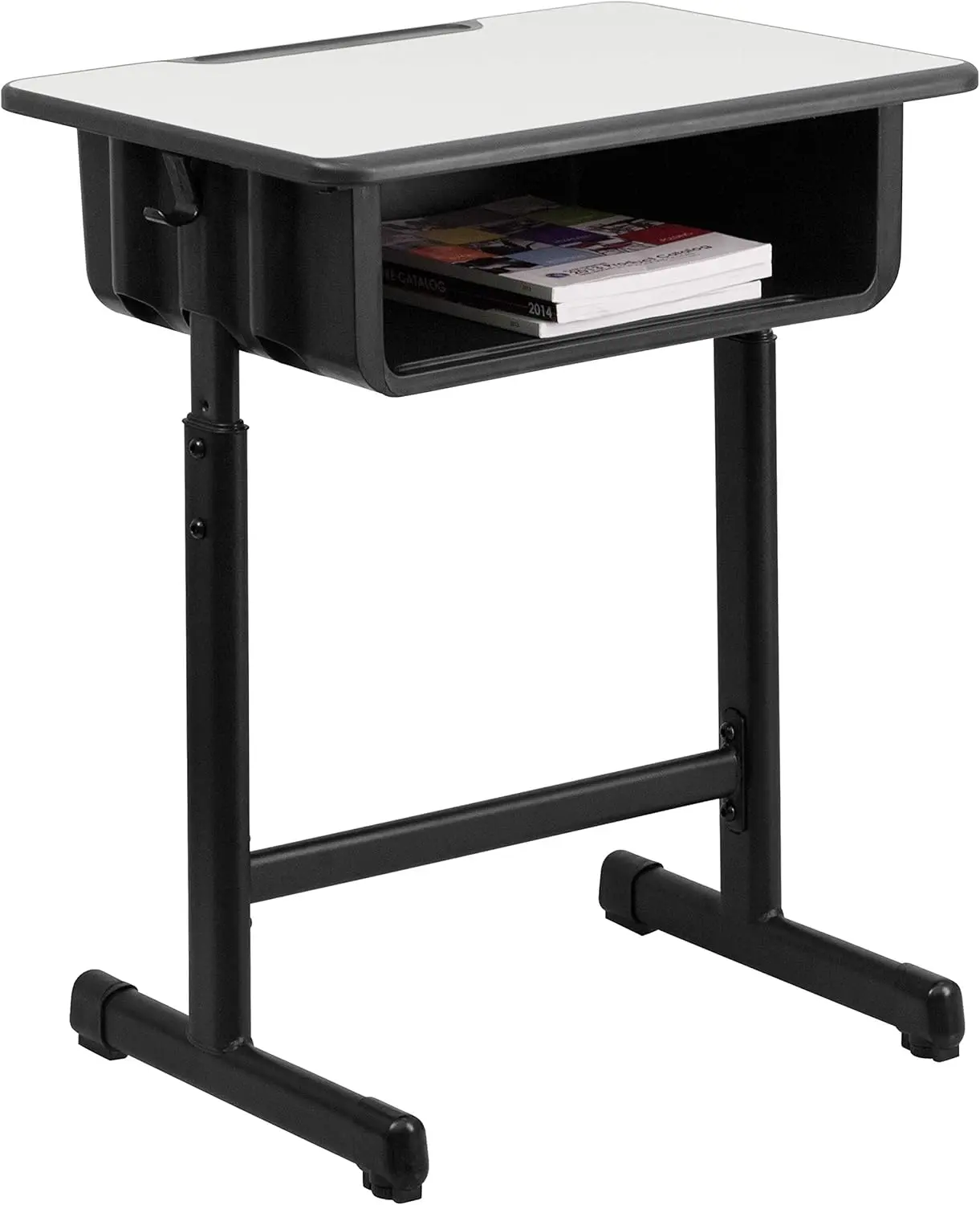 Open Front Student Desk para salas de aula ou aprendizado remoto, mesa escolar ajustável em altura, mesas com caixa de livro