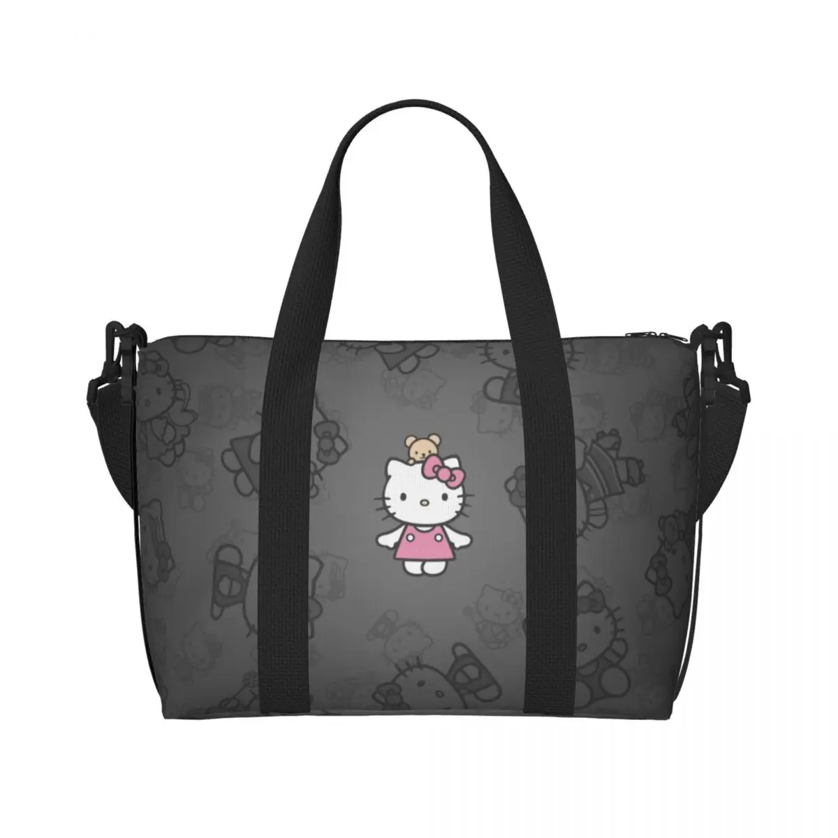 

Custom Anime Kitty And Friends Anime Cat Tote Bag Women Big Capacity Gym Beach Travel Bags