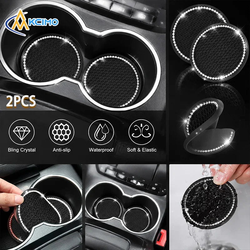 Shiny Crystal Diamond Car Cup Mat Heat Resistant Non Slip Car Drink Holder Insert Coaster Auto Accessories
