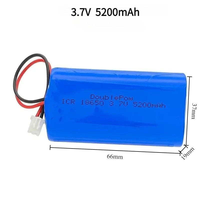 Bateria litowa 18650 3.7V 3600mAh/5200mAh do wielokrotnego ładowania, megafon, głośnik, monitory, światła LED, płytka ochronna + wtyczka XH2.54 — zdjęcie produktu 3