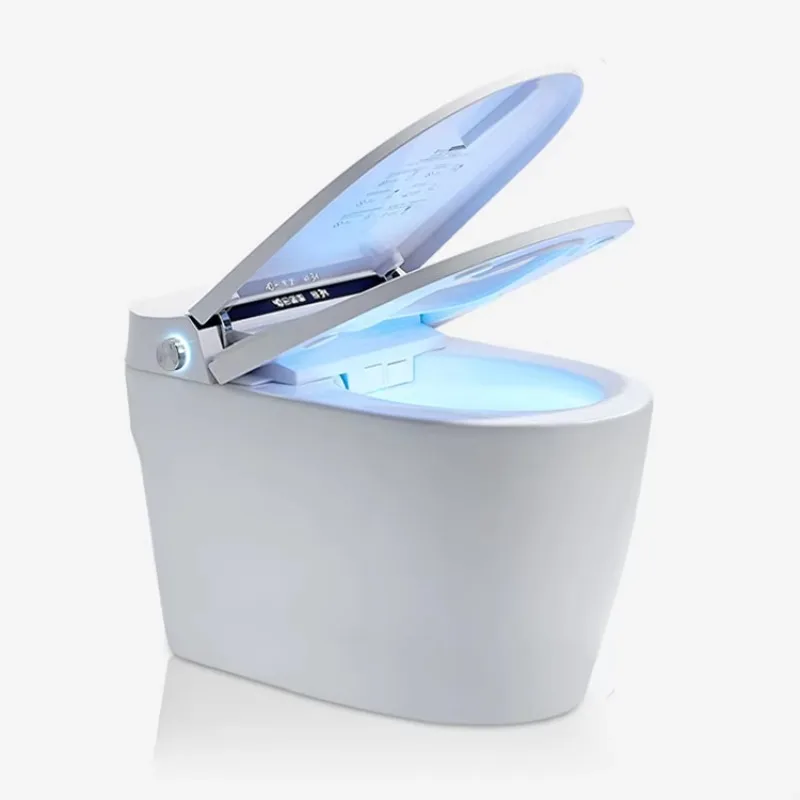 Toilet Cerdas Wc Pintar Otomatis Elektrik Keramik Tanpa Tangki Siram Kaki Satu Bagian Pemasangan Lantai Portabel dengan Fungsi Bidet