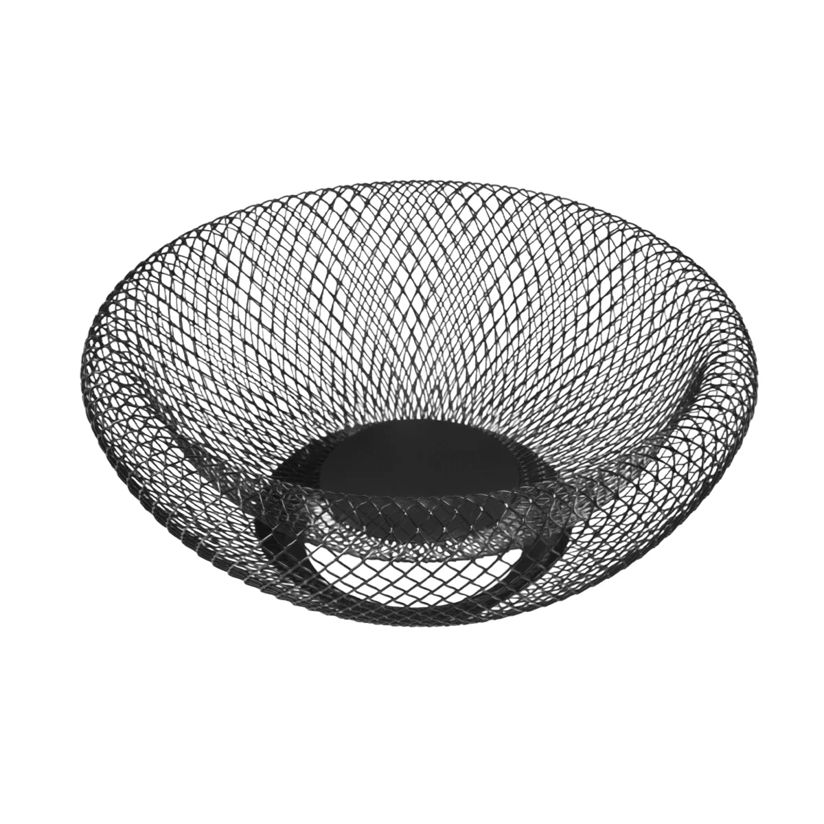 Metal Mesh Creative Countertop Fruit Snacks Basket Bowl Stand for Kitchen, Large Black Decorative Table Centerpiece Hold