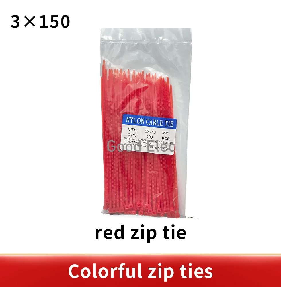 100pcs Colorful 3*150mm width 2.5mm Factory Standard Self-locking Plastic Nylon Cable Ties,Wire Zip Tie