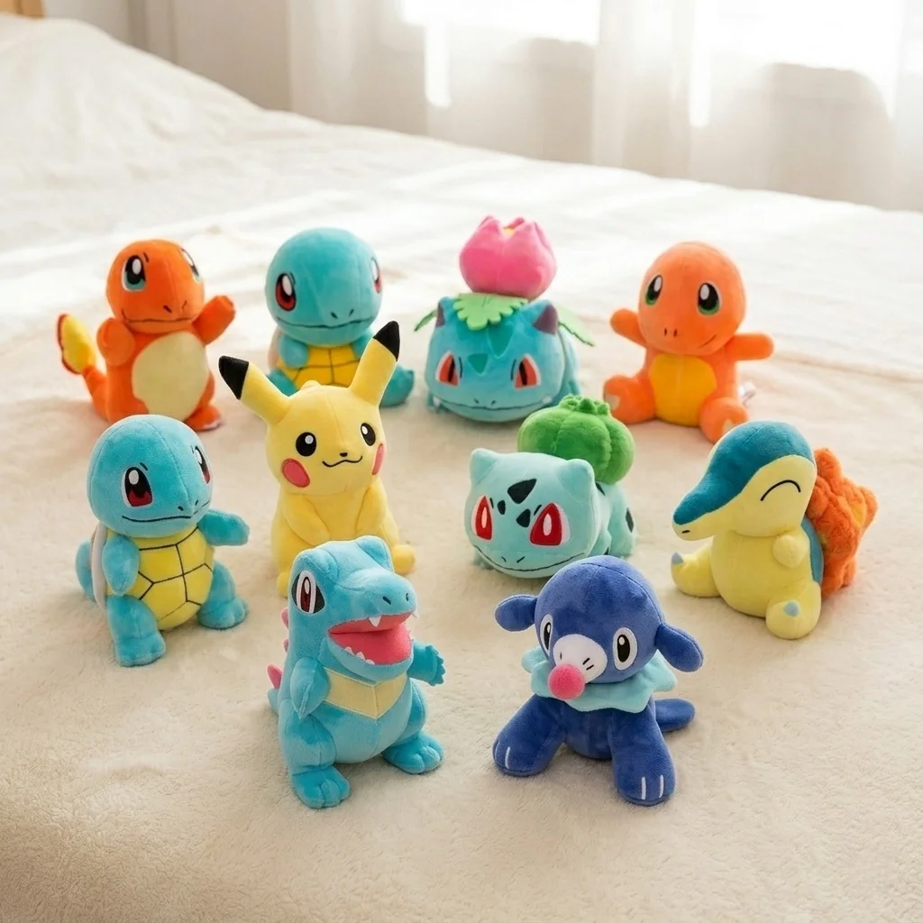 brinquedo-de-pelucia-pikachu-squirtle-bulbasaur-charmander-cyndaquil-totodile-ivysaur-popplio-presente-de-aniversario-para-colecionadores