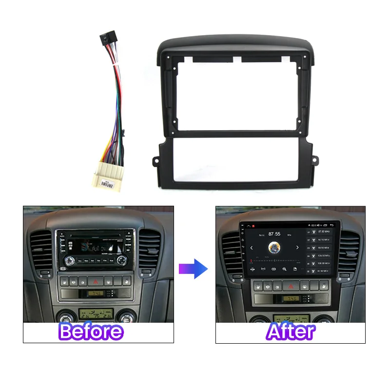 Tomostrong NEW Android Car Radio Frame cable Kit For Kia Sorento BL 2002 - 2011 Stereo Dash Fascia Trim Bezel Faceplate Auto