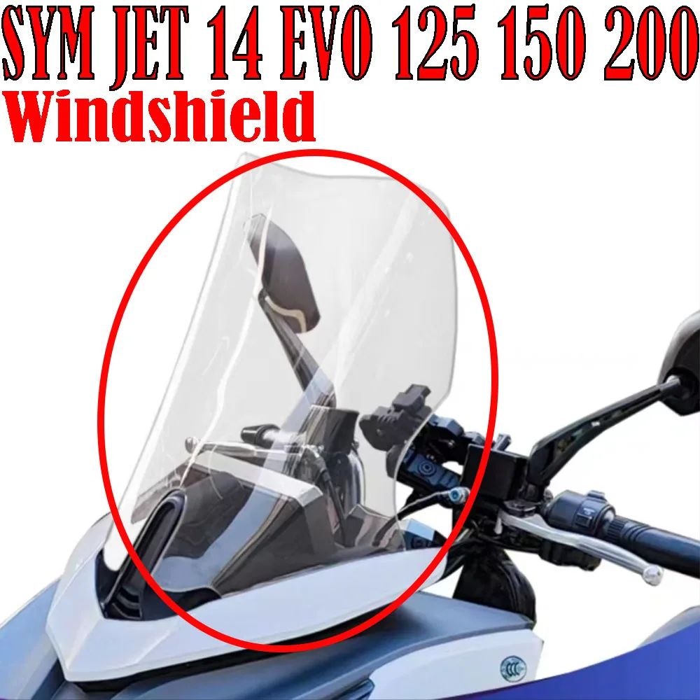 Ajuste motocicleta SYM JET 14 EVO 125 150 200 accesorios parabrisas deflectores de viento visera transparente
