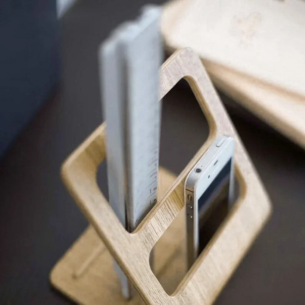 Remote Control Bracket Phone Holder Storage Box Creative Wooden Storage Rack Stand Tv Holder Wooden Tv Mobile Phone Holder