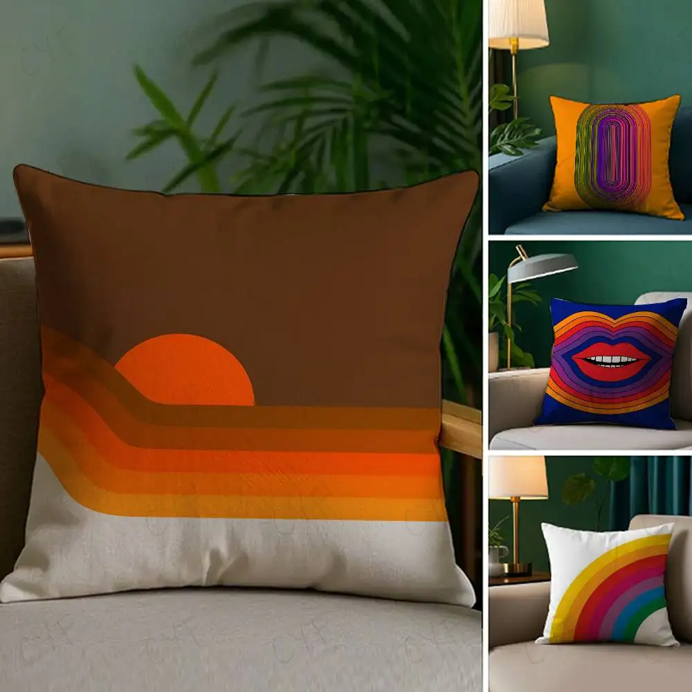 

Rainbow Series Geometric Print Pillow Case Custom Printed Brushed Fleece Pillow, Baby Skin-Touch, Eco-Friendly Dye-Sublimation C