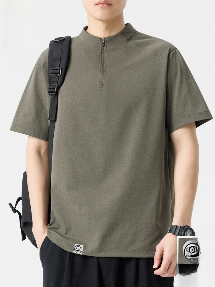 

Летняя футболка Paul Frank M свободного кроя на молнии с коротким рукавом, повседневная, однотонная, с вставками на плечах, дышащая