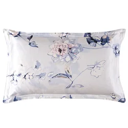 100% nature mulberry Silk 19mm charmeuse Silk Gray Floral printed pillowcase pillow cases Envelope Closure standard queen king
