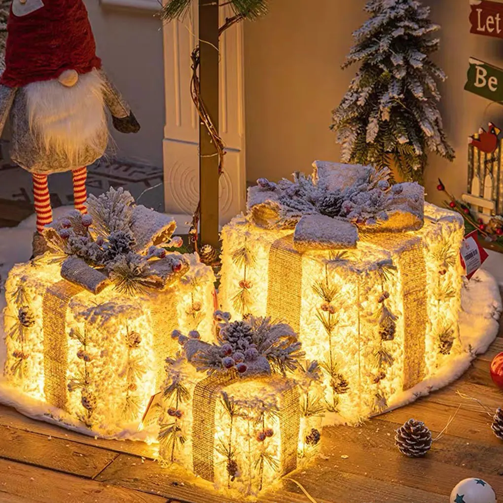 

3pack/lot Battery Powered Christmas Decoration For Wide Application Wireless Operation Gift Boxes