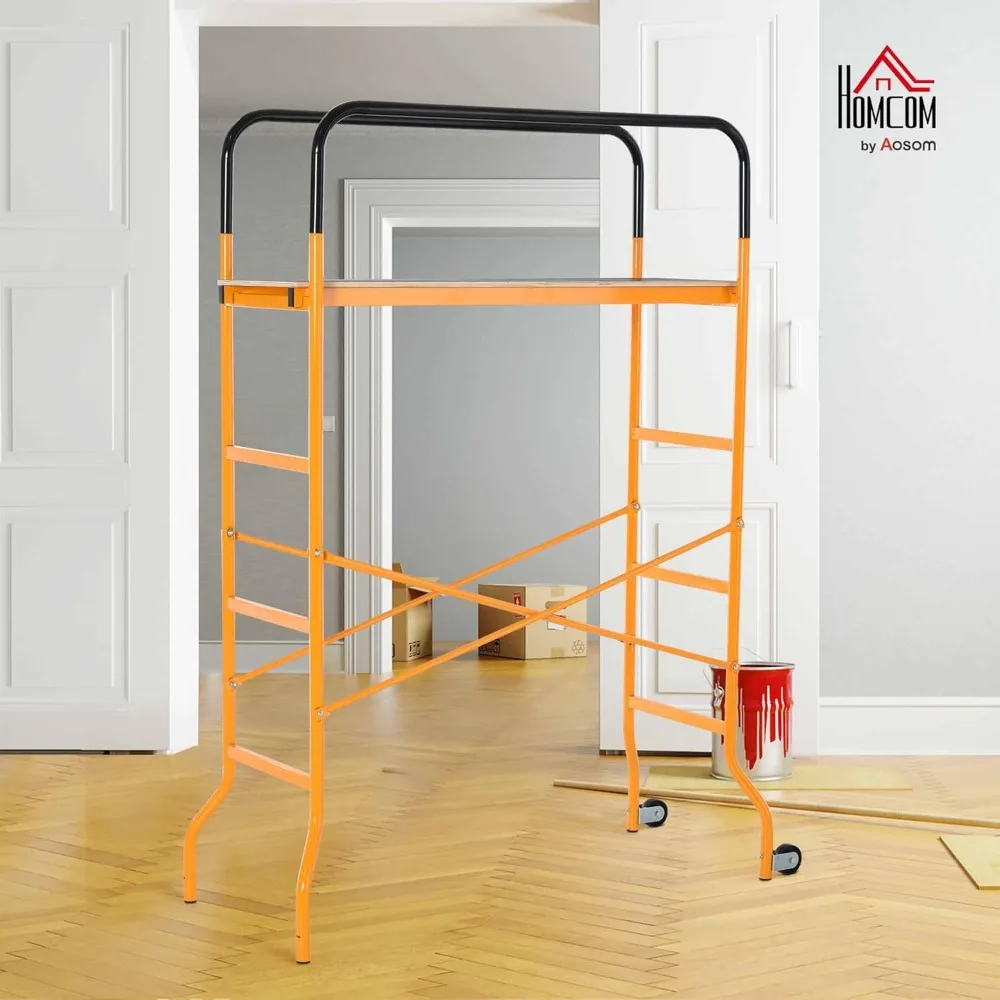 

4-Step Steel Scaffold with Wheels, 440 lbs Capacity, Anti-Skid Platform for Indoor & Outdoor Use