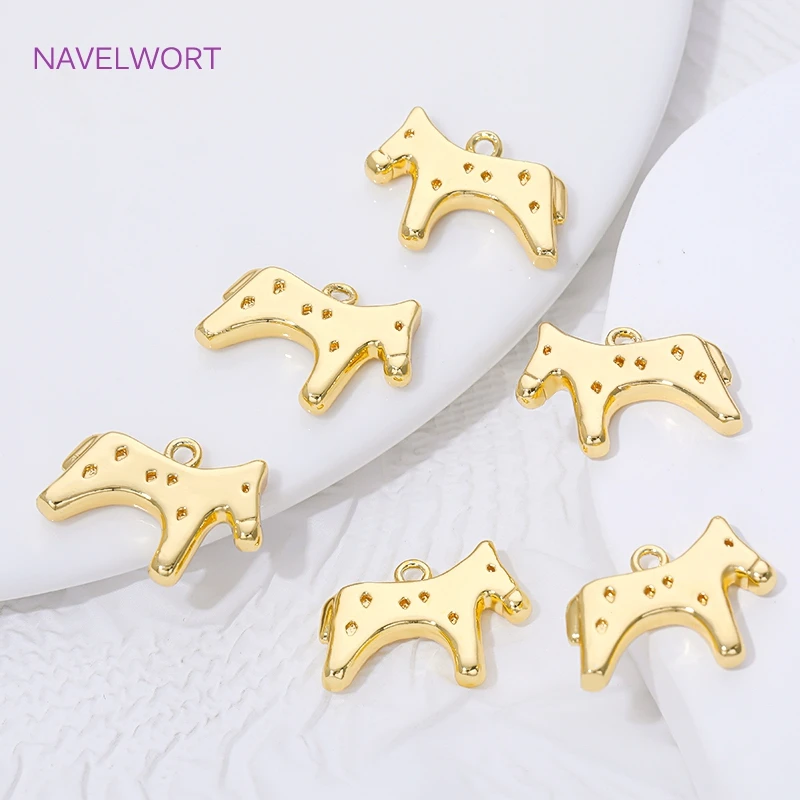 2/4/6Pcs 18K Gold Plated Horse Pendant Charms For Bracelet Making,Brass Decorative Pendants,DIY Necklace Jewelry Accessories view 5