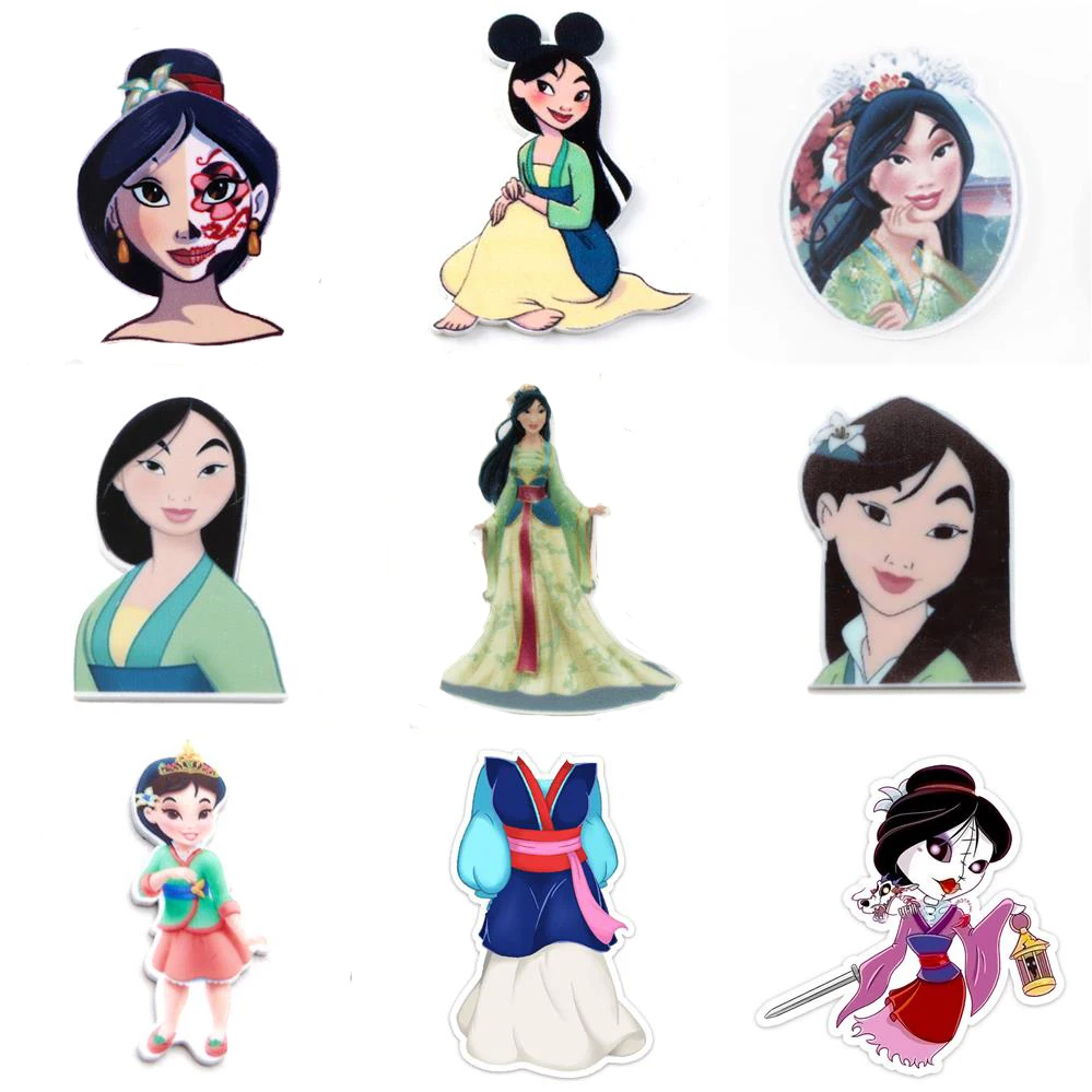 Disney Princess Mulan 5pcs/lot Planar Resin Flatback Craft Supplies Cabochon Scrapbook DIY Hair Bow Bag Material Acrylic