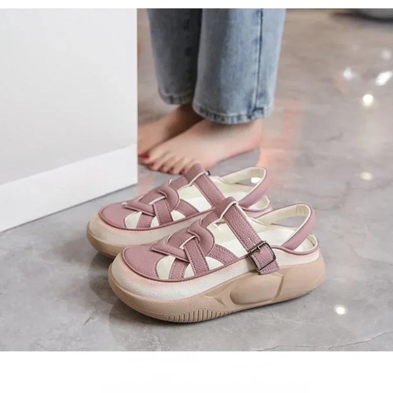 2024 New Summer Breathable Lightweight Flat Bottom Women\'s Sandals Closed Toe Wedge Platform Women\'s Casual Sandals