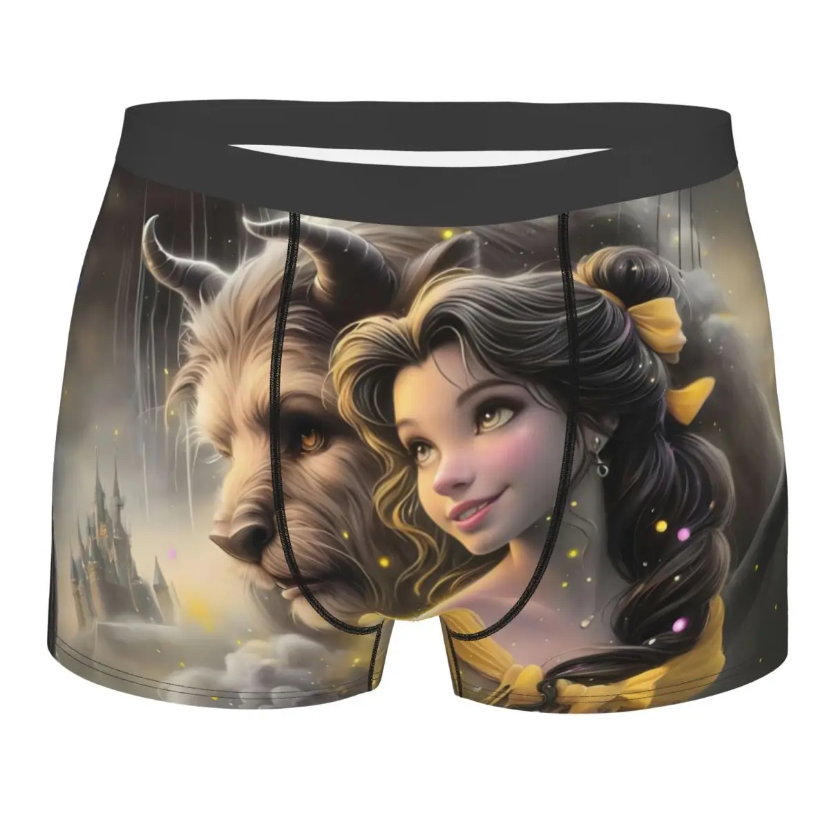 

Пользовательские боксеры в стиле аниме «Красавица и чудовище», мужские трусы-боксеры с героями мультфильмов Kawaii, романтические фэнтезийные трусы, нижнее белье, новинка, трусы