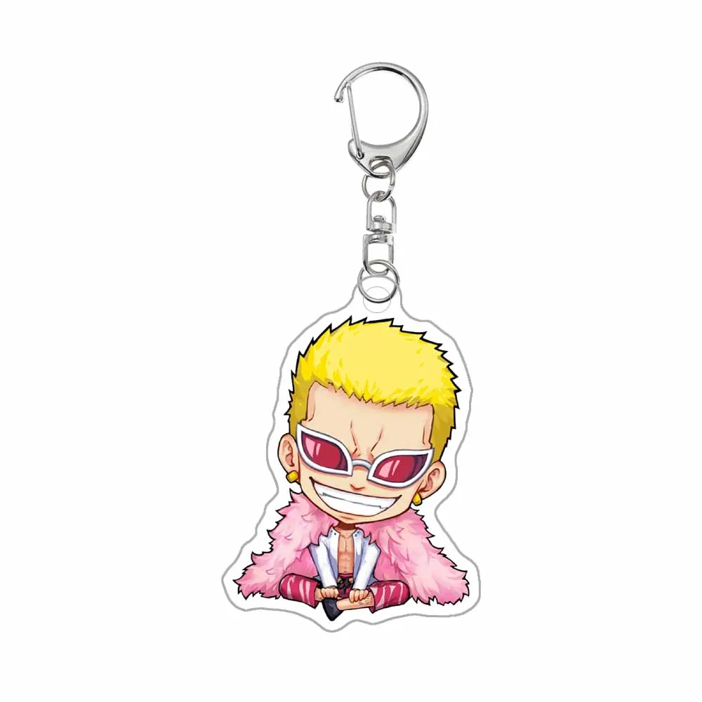 Anime One Piece Key Chain Roronoa Zoro Monkey D. Luffy Usopp Buggy Boa hancock Acrylic Keychain Pendant Accessories