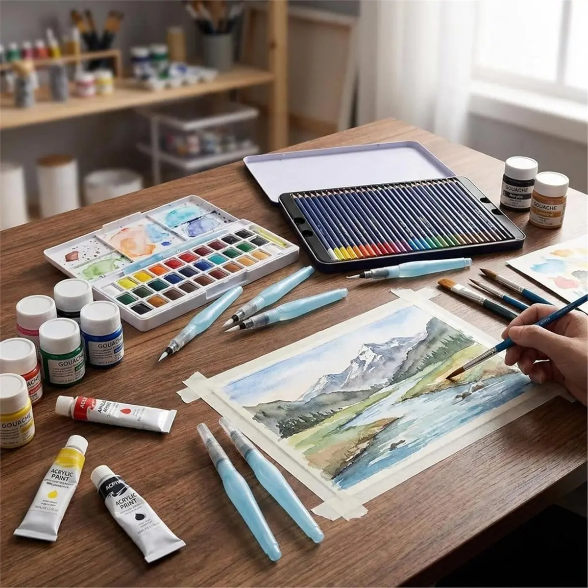 18Pcs Water Brushes Pens for Watercolor Sets, Refillable Replaceable Portable Design Water Color Painting Brushes