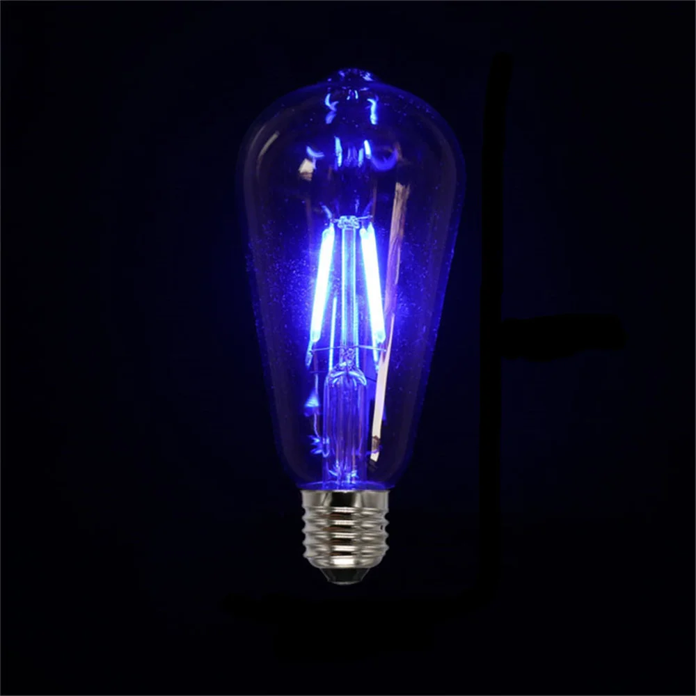 4pcs/lot pink blue Green Red Warm Color ST64 4W Led Filament Light COB Edison Retro Bulbs Dect for home bar Ampoule Lampara 220V