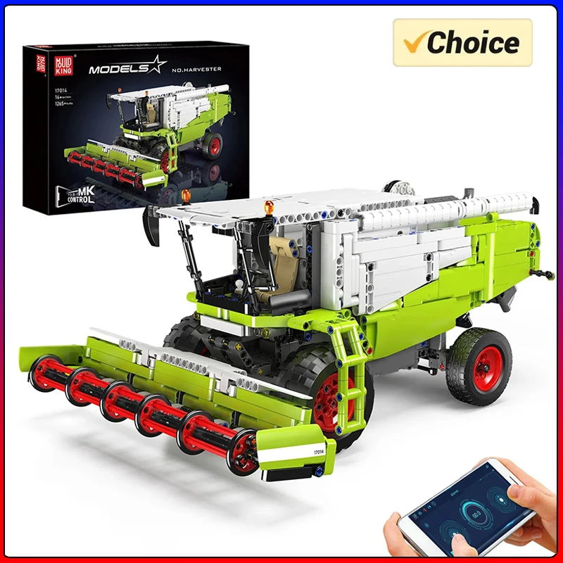 Mold King 17014 Giocattoli per camion tecnici Il modello di mietitrice di controllo APP e RC Assemblaggio di ingegneria Buiding Block Regalo di Natale per bambini