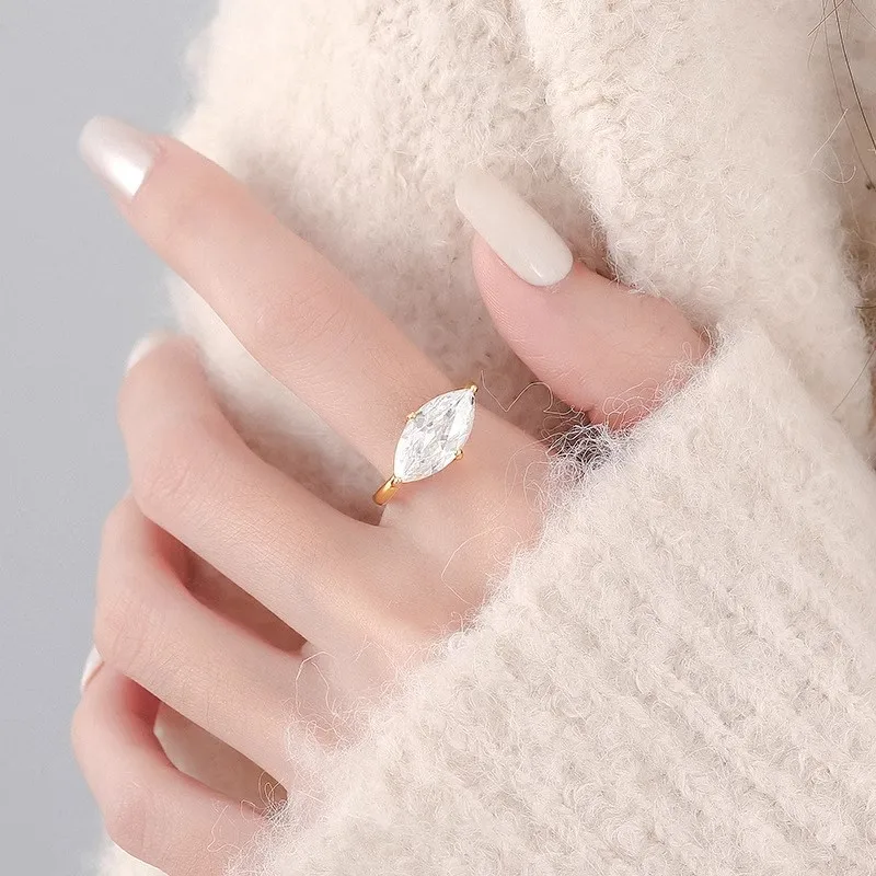 Trendy and fashion single diamonds ring new in wide version horse eye diamond rings for women suitable for daily jewelry