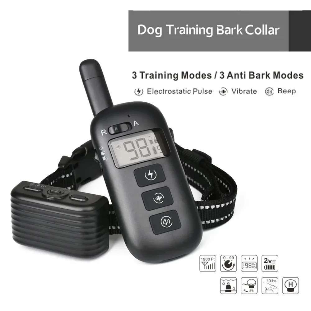 

Electric Anti Bark Stop Dog Collar, New 600M Remote Dog Training Collar, Waterproof Rechargeable Dog Shock Collar for 1/2/3 Dogs