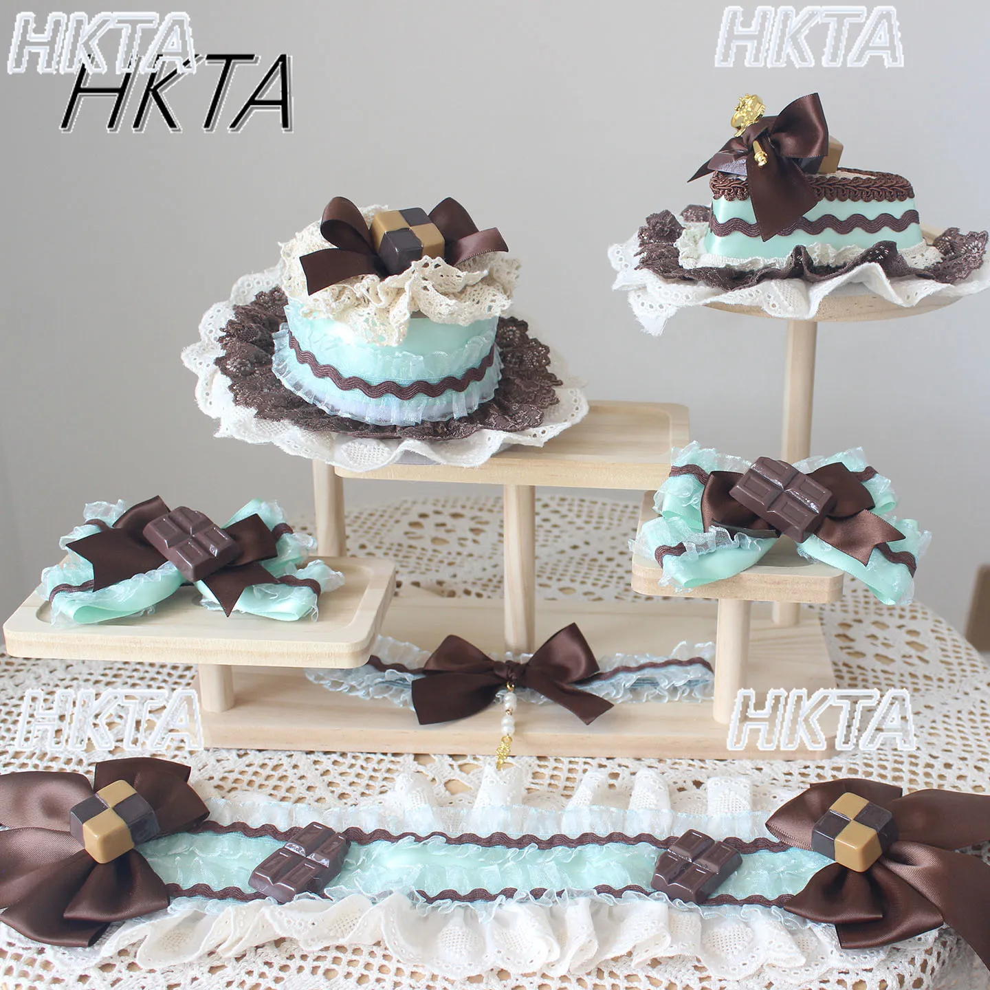 Original Handmade Lolita Small Things Cake Hat Top Hat Mint Chocolate Design Headband Lolita Hair Accessories Pair Clip Women