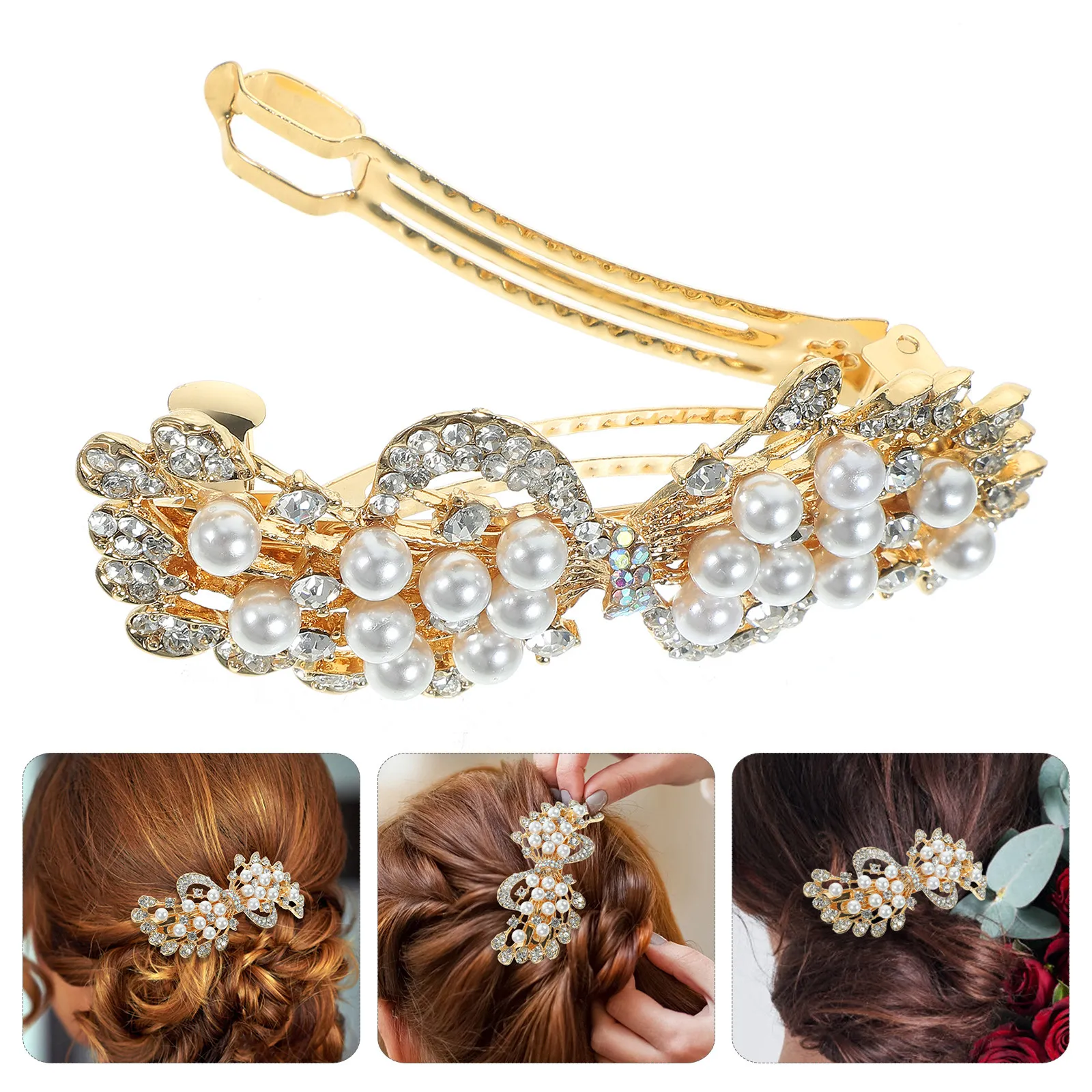 

Large Size Spring Clip Pearl Hairpin Women Durable Stylish Hair Accessories for All Occasions Hair Clips Spring Hairpin