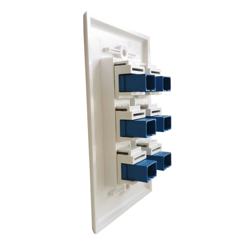 6 Port SC Serat Optik UPC Panel Dinding Steker Konektor Perempuan untuk USA SC/SC Penutup Faceplate Dalam Warna Putih
