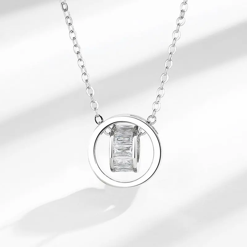 Korean version crystal transfer bead zircon necklace for ladies, fashionable and simple, locking neck chain