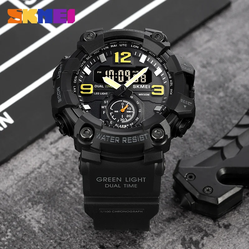 SKMEI Japan Digital movement LED Light Sport Watch Mens Military Date Countdown Clock 5Bar Waterproof Wristwatches reloj hombre