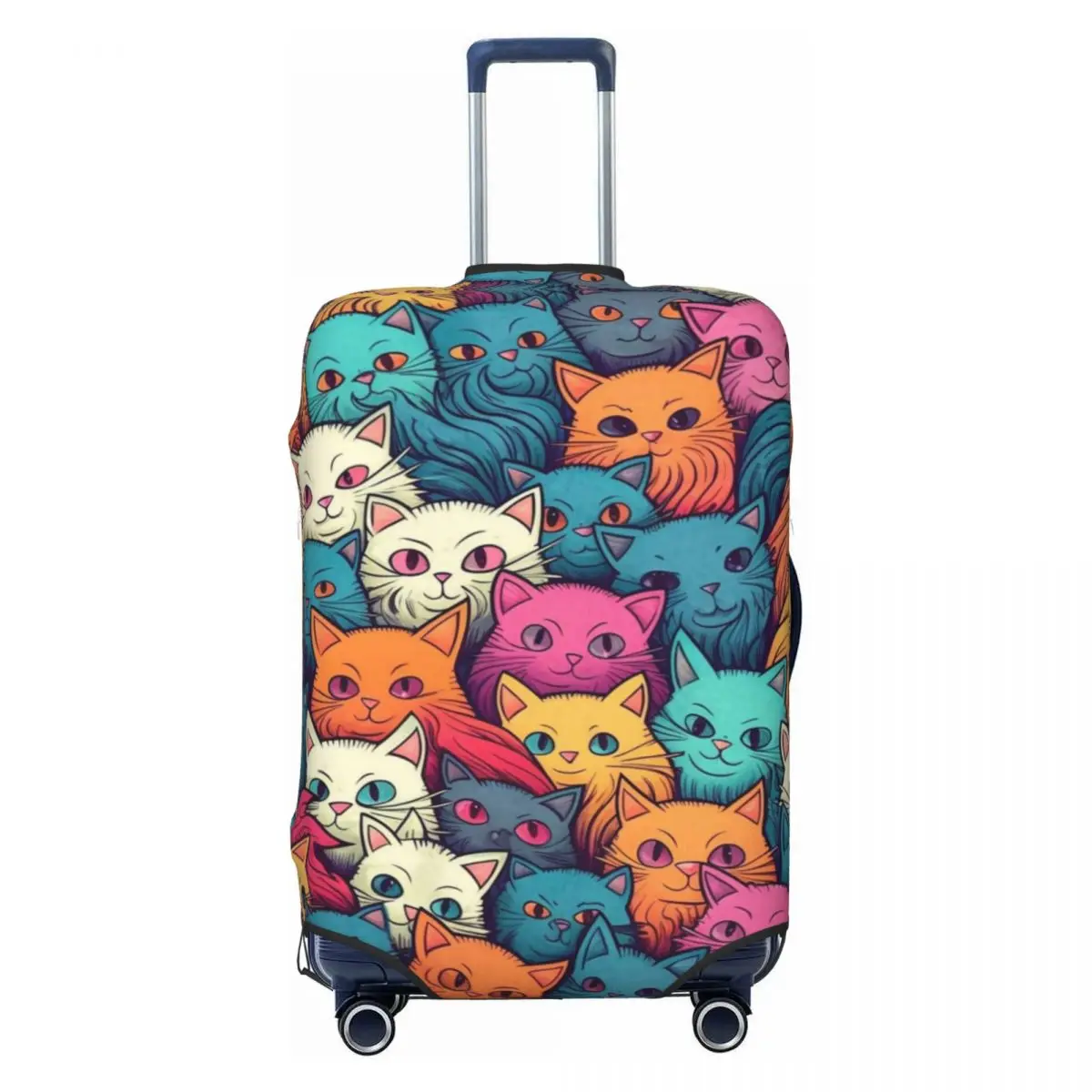 Funda de maleta Bunch Cats, Protector de equipaje elástico de animales coloridos para vacaciones, viaje de crucero