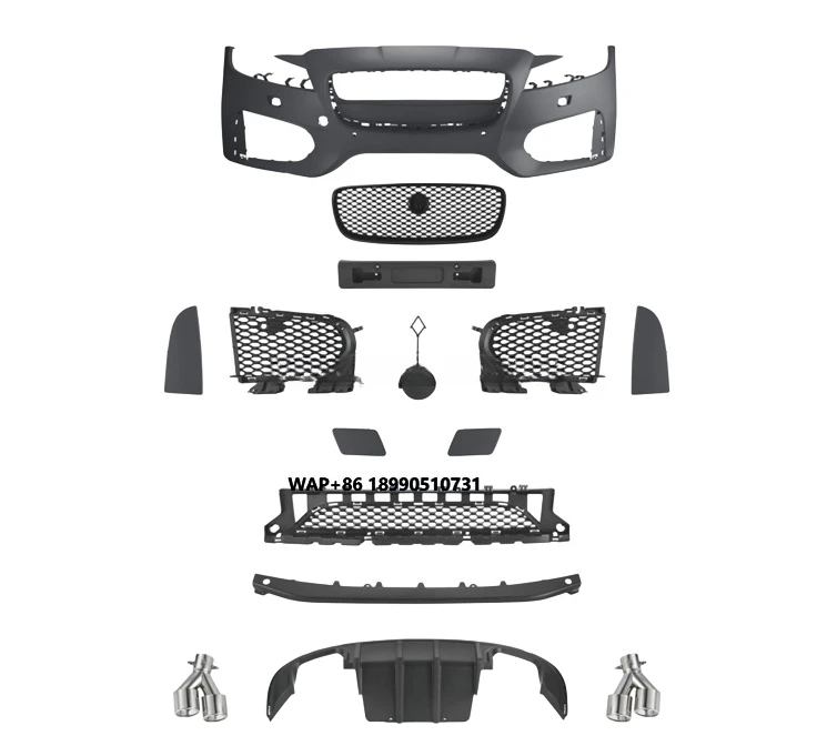 

For Jaguar XF 2016-2020 Base Upgrade to XF-S Version Front Bumper Completely Rear Lip With Exhaust Body Kit