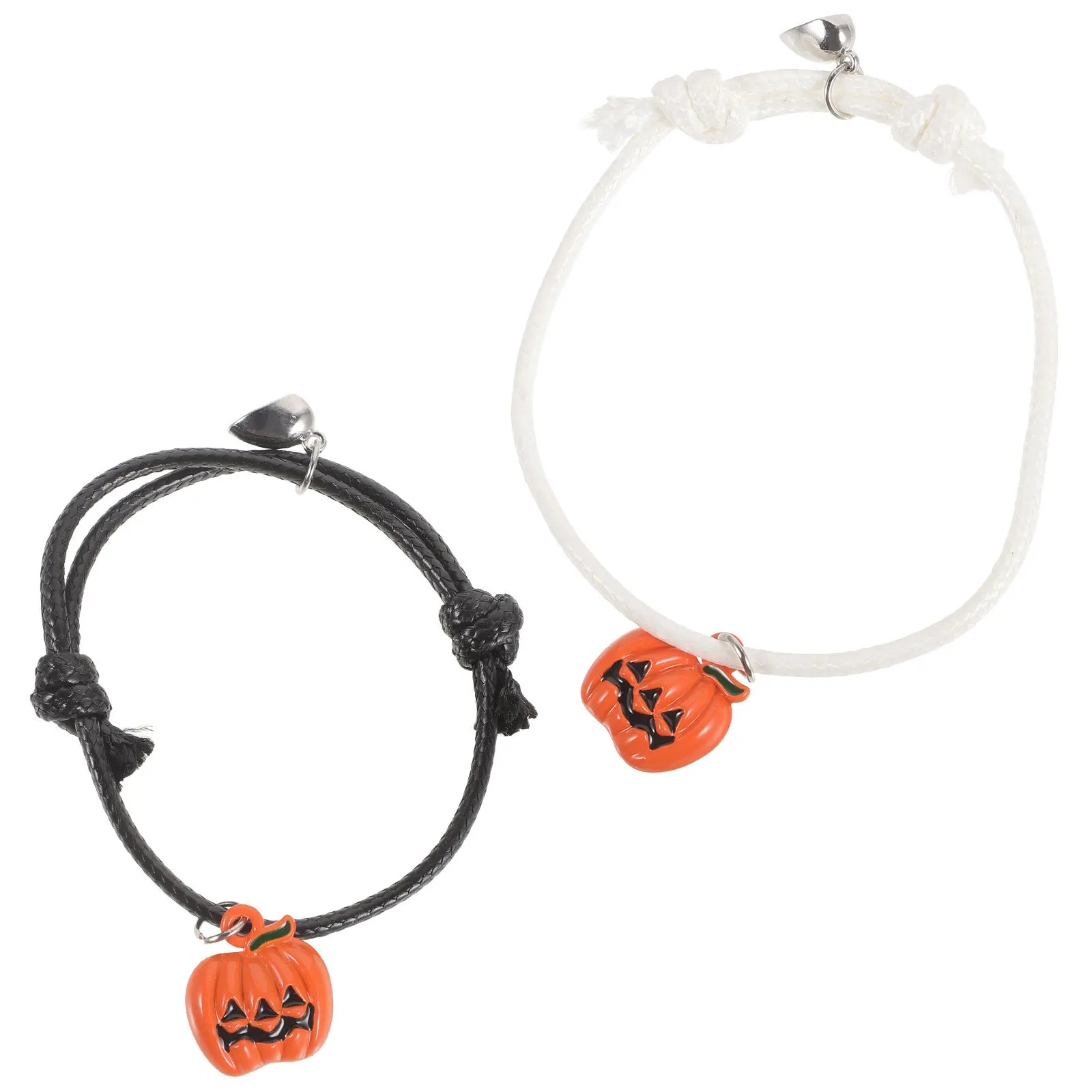 Pulsera con dije de calabaza para niña, joyería de muñeca decorativa ligera para Halloween, pulsera con dije de calabaza para fiesta navideña, 2 uds.