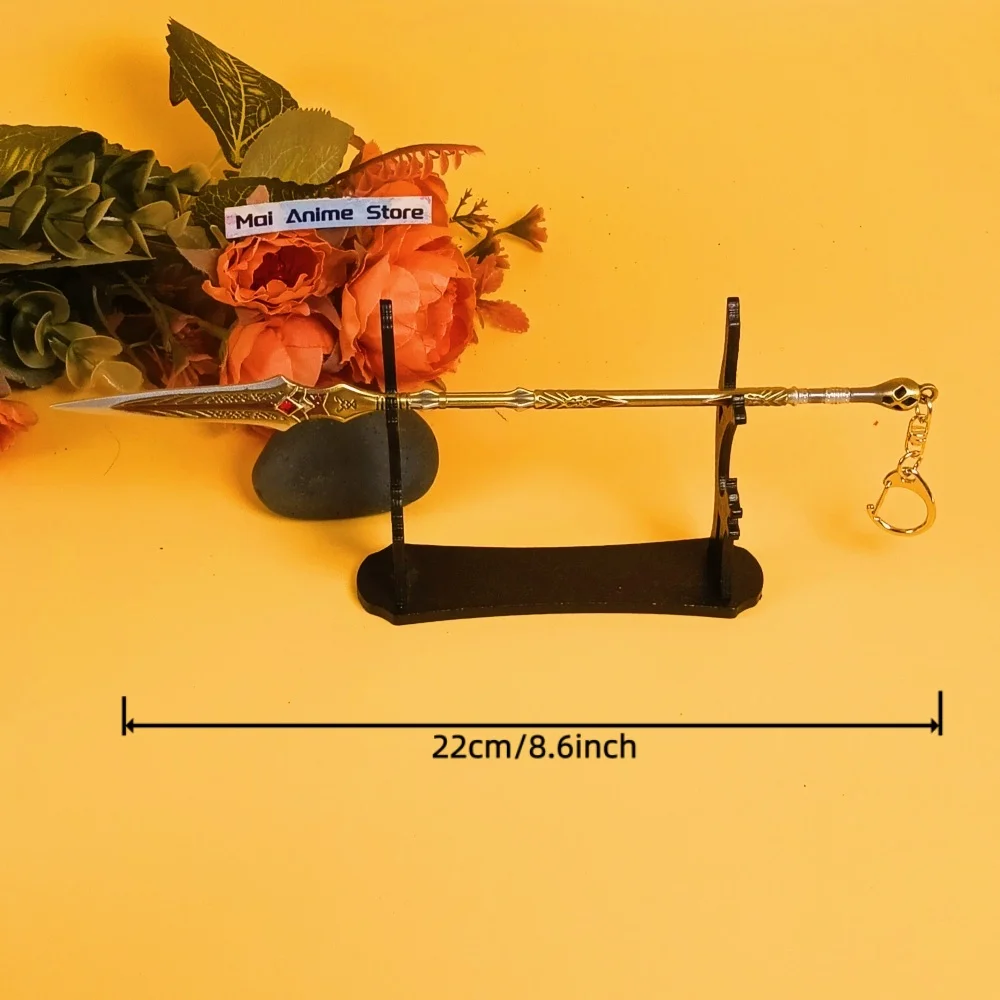 8.6 inch God of War Spear Katana Cleanrot Poseidon Metalen Zwaard Samurai Sabel Anime Ninja Mes Echte Grootte Japanse Speer speelgoed Gift