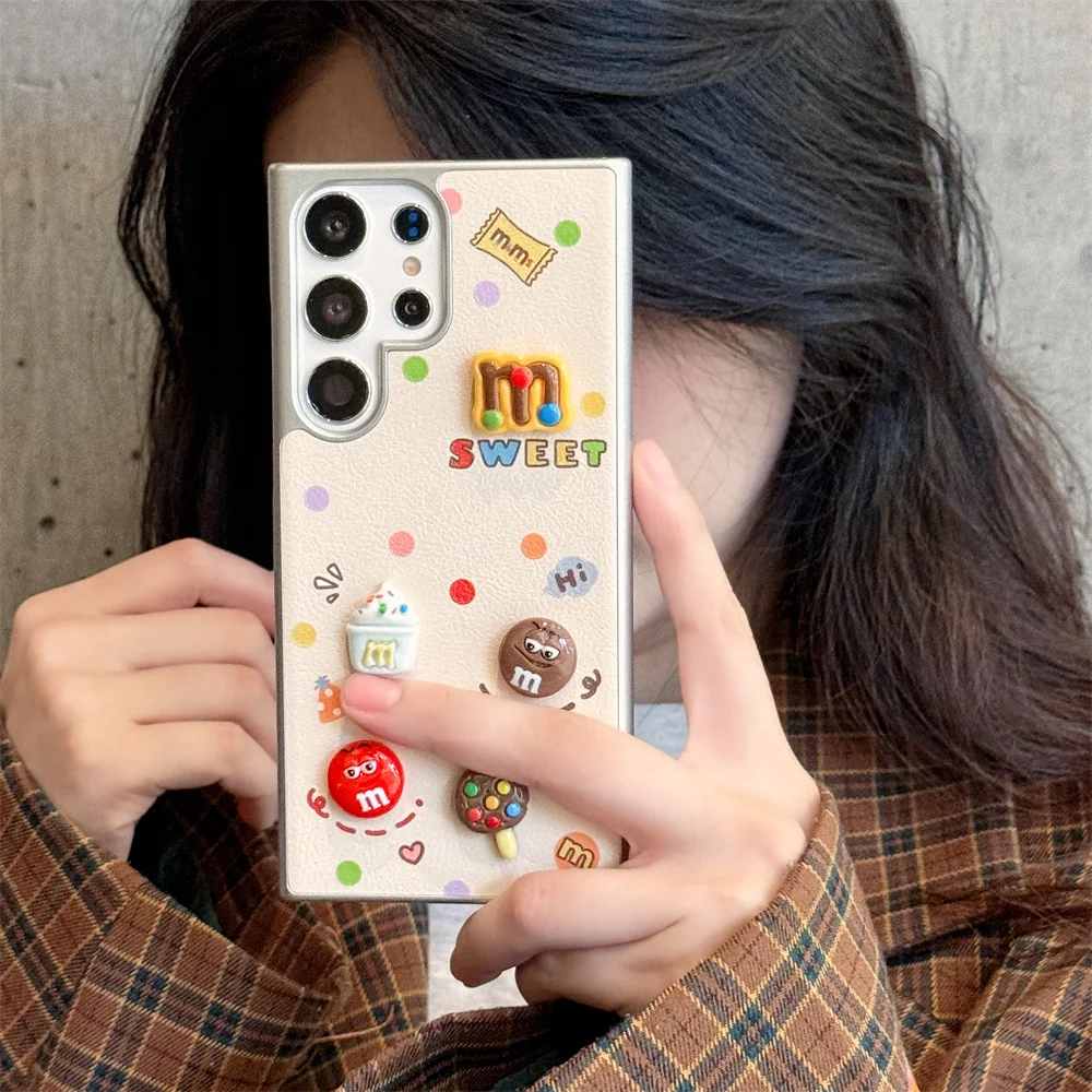 

Korea INS Wave Dot 3D Chocolate Cute Phone Case for Samsung Galaxy S23 Ultra S22 S24 S25 Ultra Fundas Cartoon Shockproof Cover