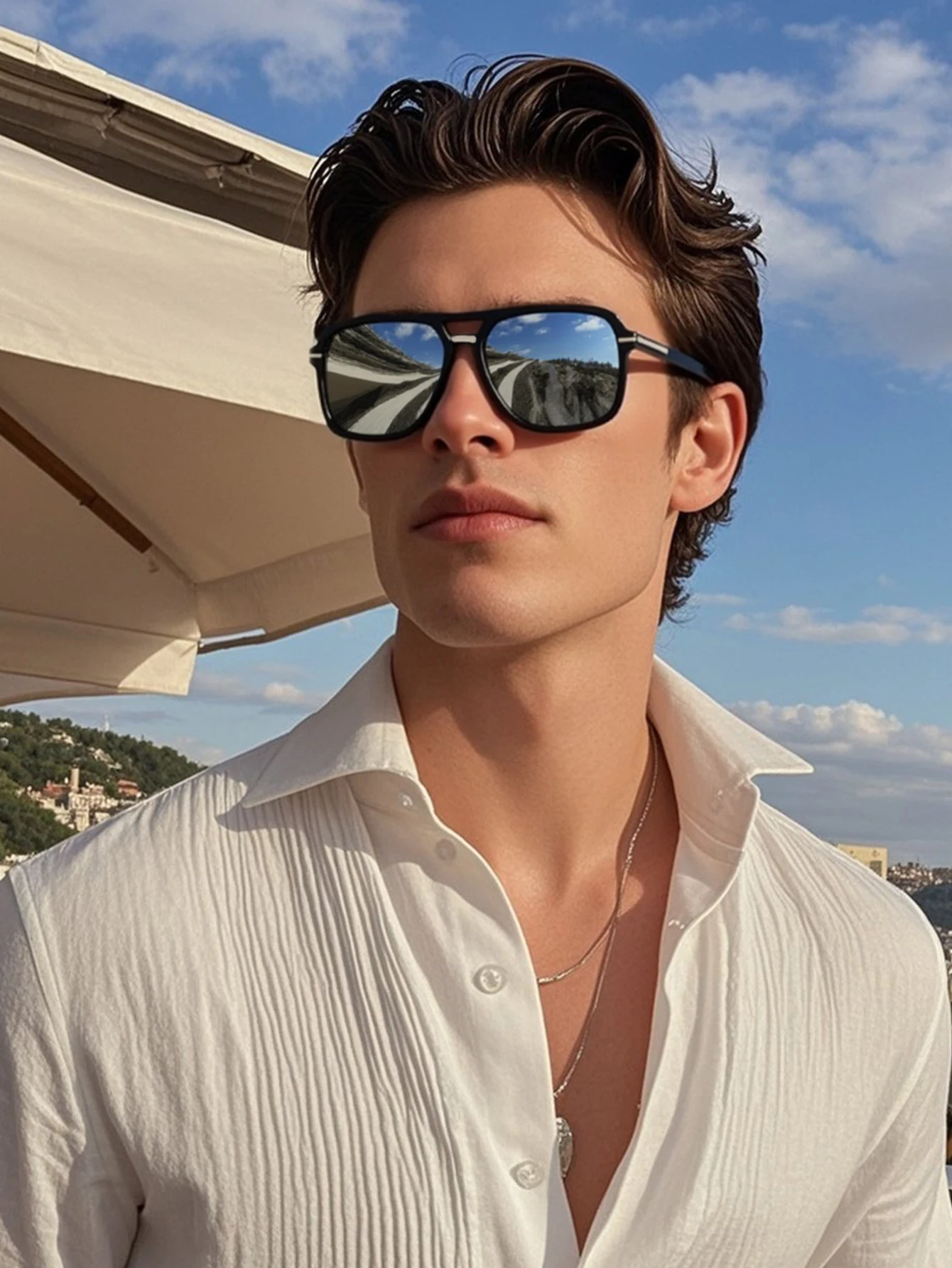 1 Stück Unisex-Sonnenbrille mit modischem quadratischem Rahmen aus Kunststoff, geeignet für Straßenfotografie und Strandreisen, Fahrzubehör