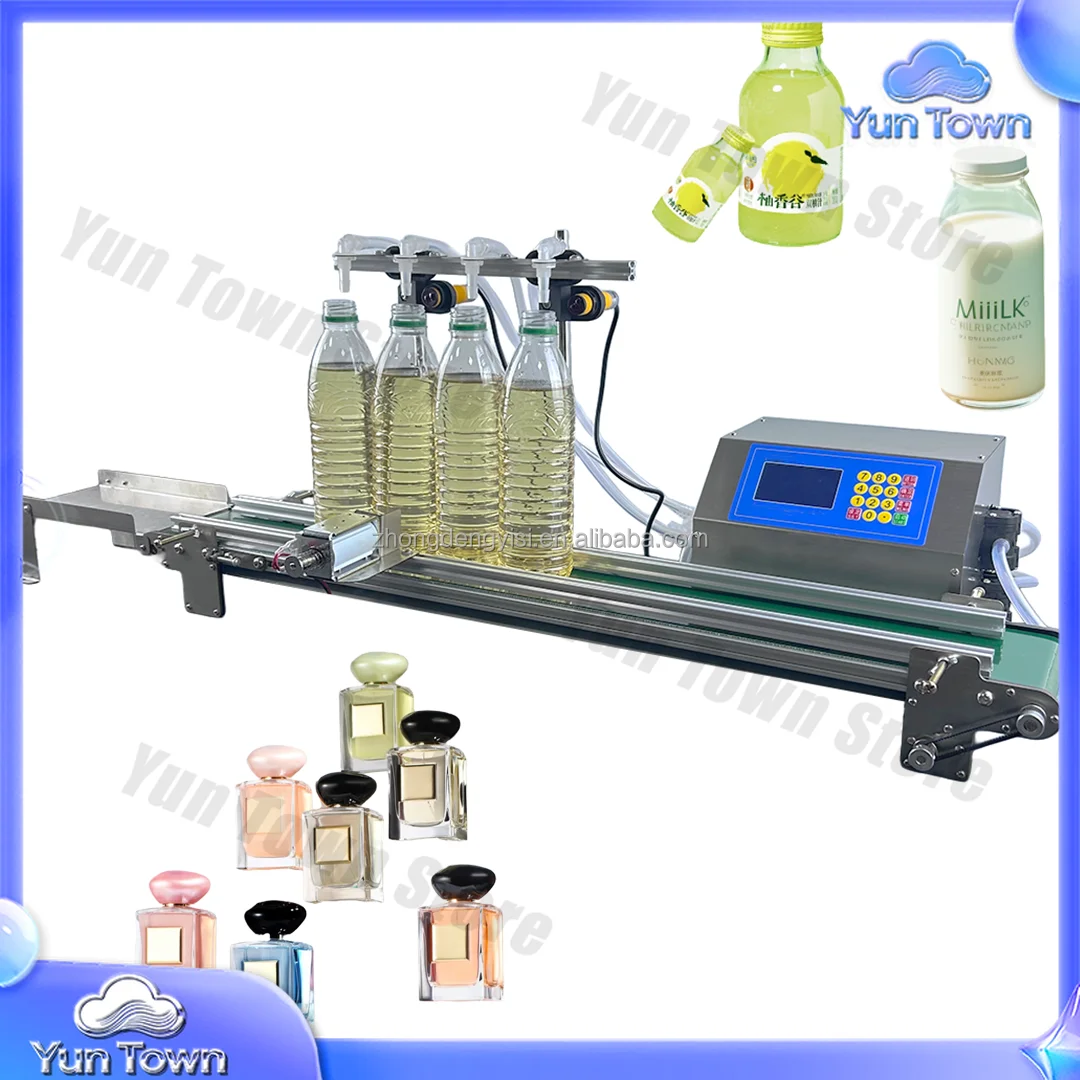 4 Heads Peristaltic Diaphragm Pump Filling Machine for Water Drink Wine Liquid Milk Essential Oil Juice Perfume Bottle with