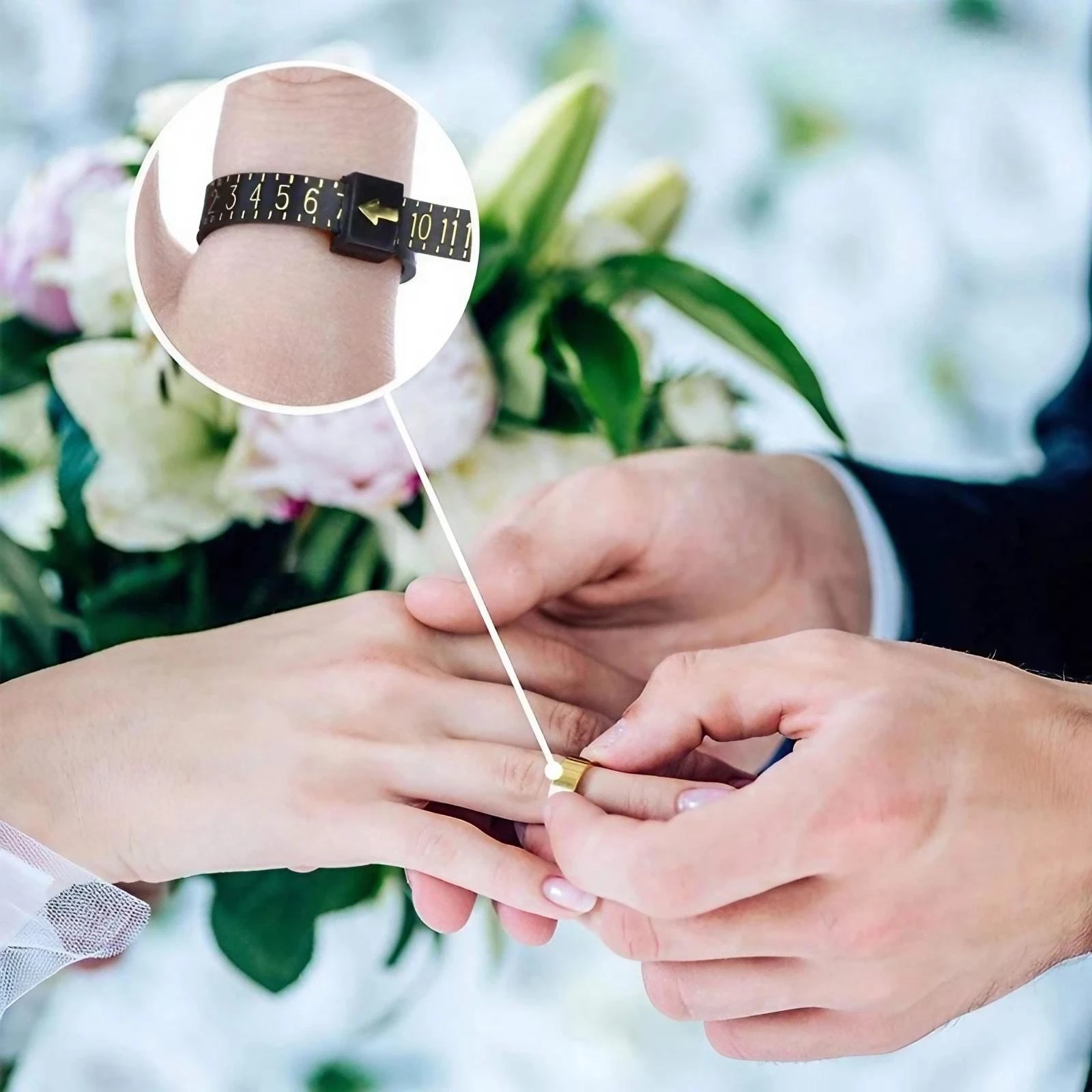 Ring Sizer Tool US EU Size Guide Weiß Schwarz Ehering Finger Gauge für die Schmuckherstellung Messung – Detail 2