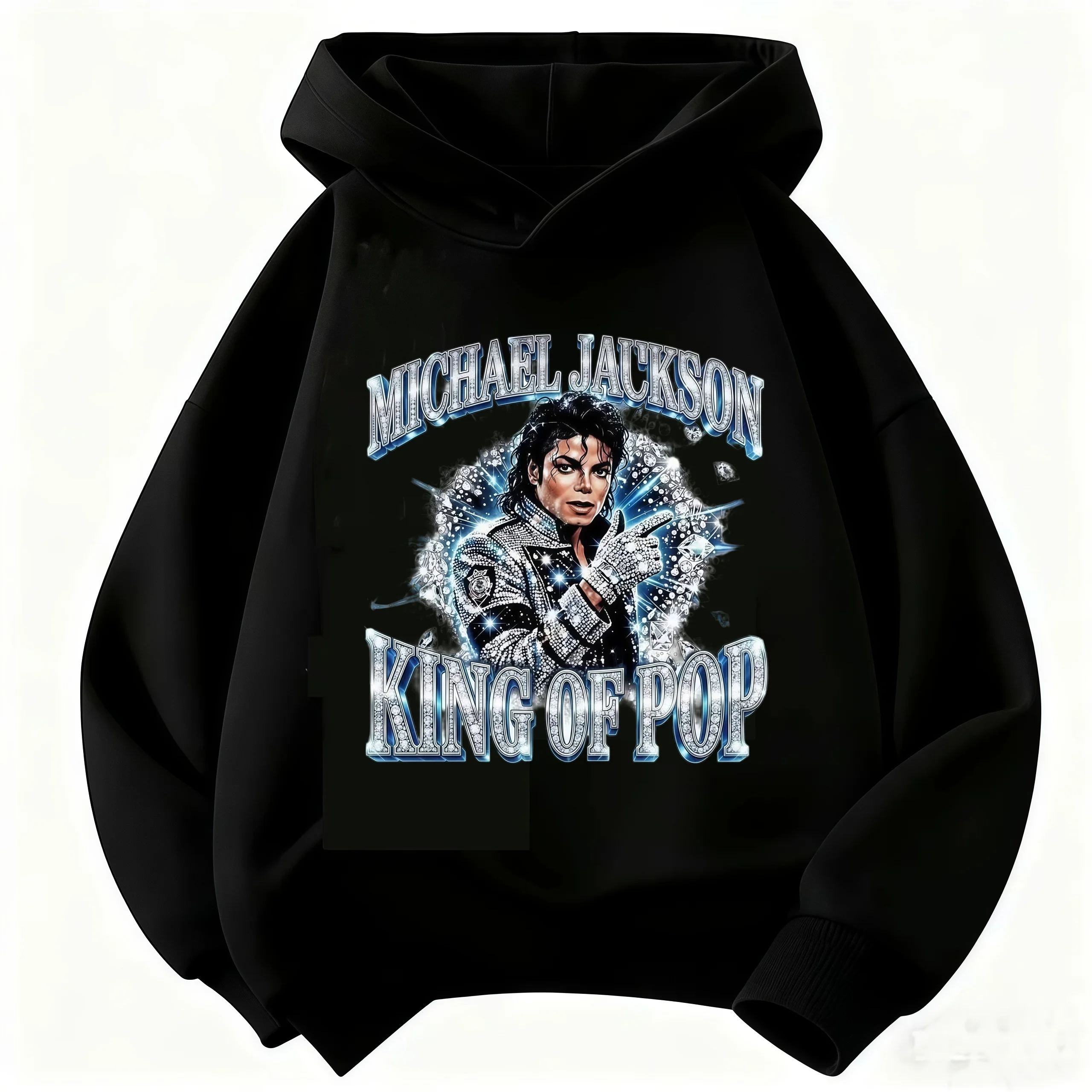 Cool Michael Jackson Print Kids' Sweatshirt Warm Pullover Hoodie for Boys & Girls (Fall/Winter 2026 Retro Pop Icon Graphic Top