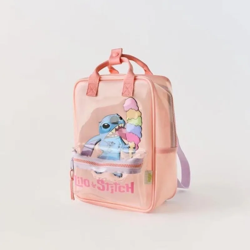 Disney\'s New Cartoon Stitch Fashionable and Cute Transparent Mini Backpack 3-7 Years Old Kindergarten Children\'s School Bag