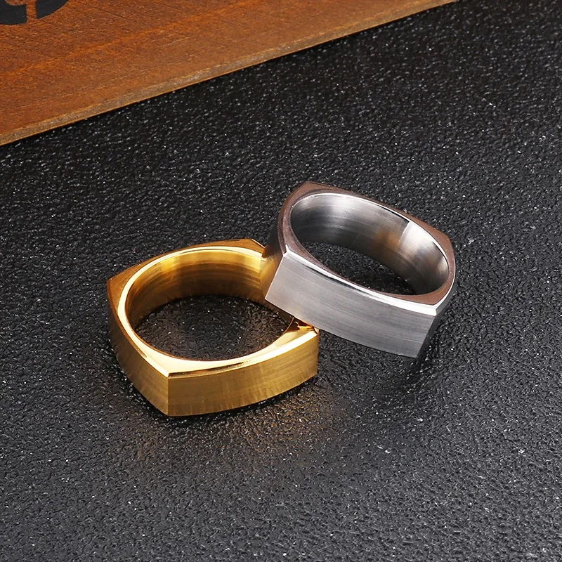 Simple frosted ring ins wind fashion plain face boxy stainless steel men\'s brushed ring