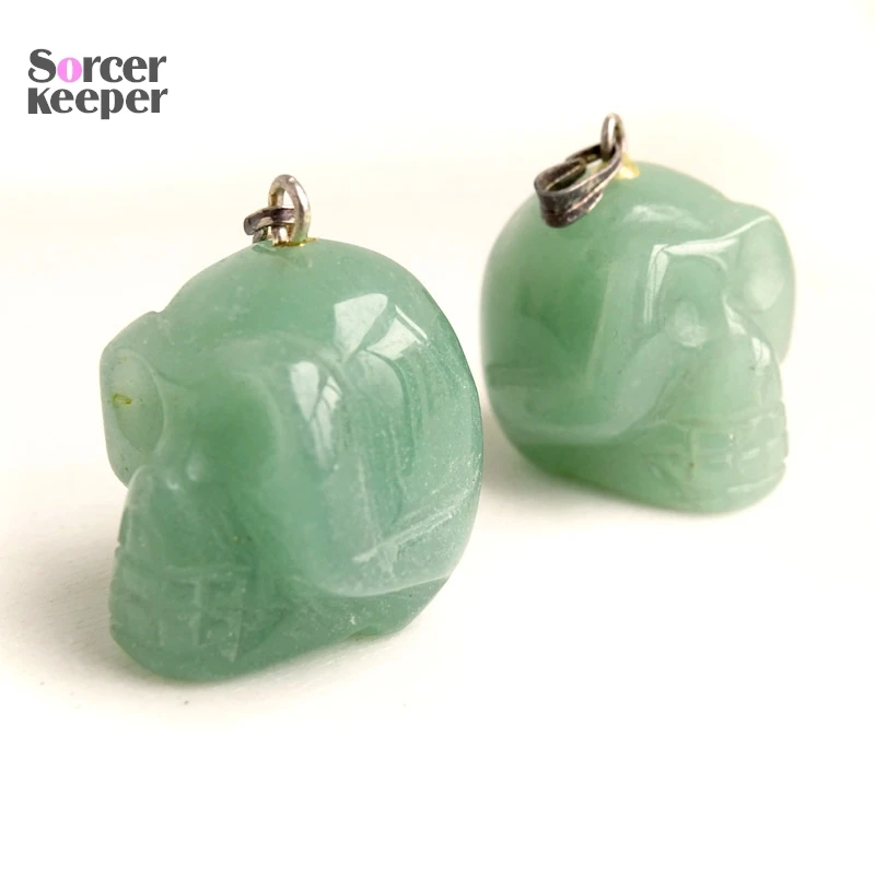 2 pcs Natural Hand Carved Aventurine Stone Skull,Skull Carved,Yooperlite Skull, Crystal Skull Healing Stone, Crystal Gifts BP088