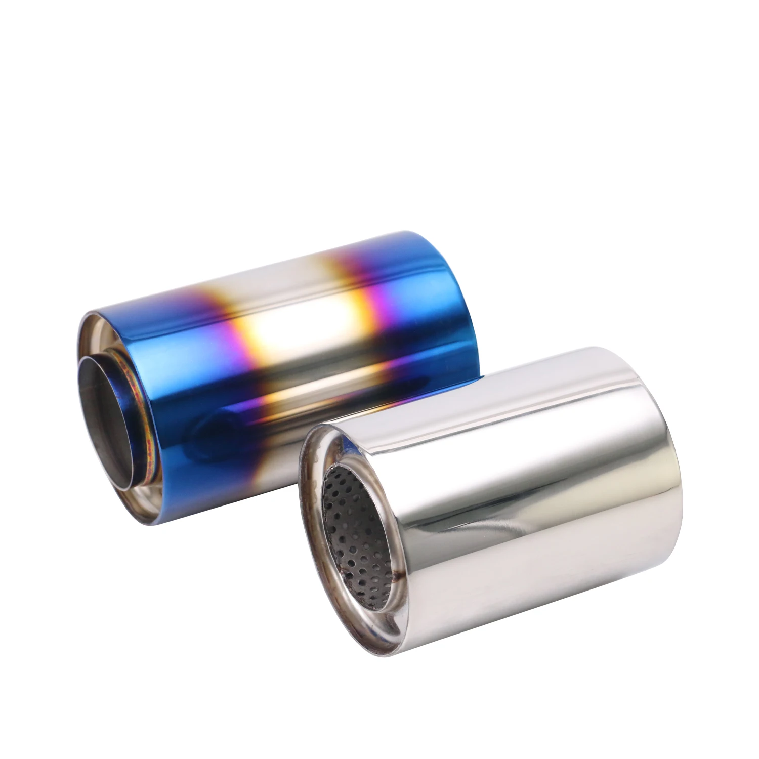 Universal Exhaust Muffler Resonator 2.5' Inlet Stainless Steel Exhaust Tip Tail Tube Silence R