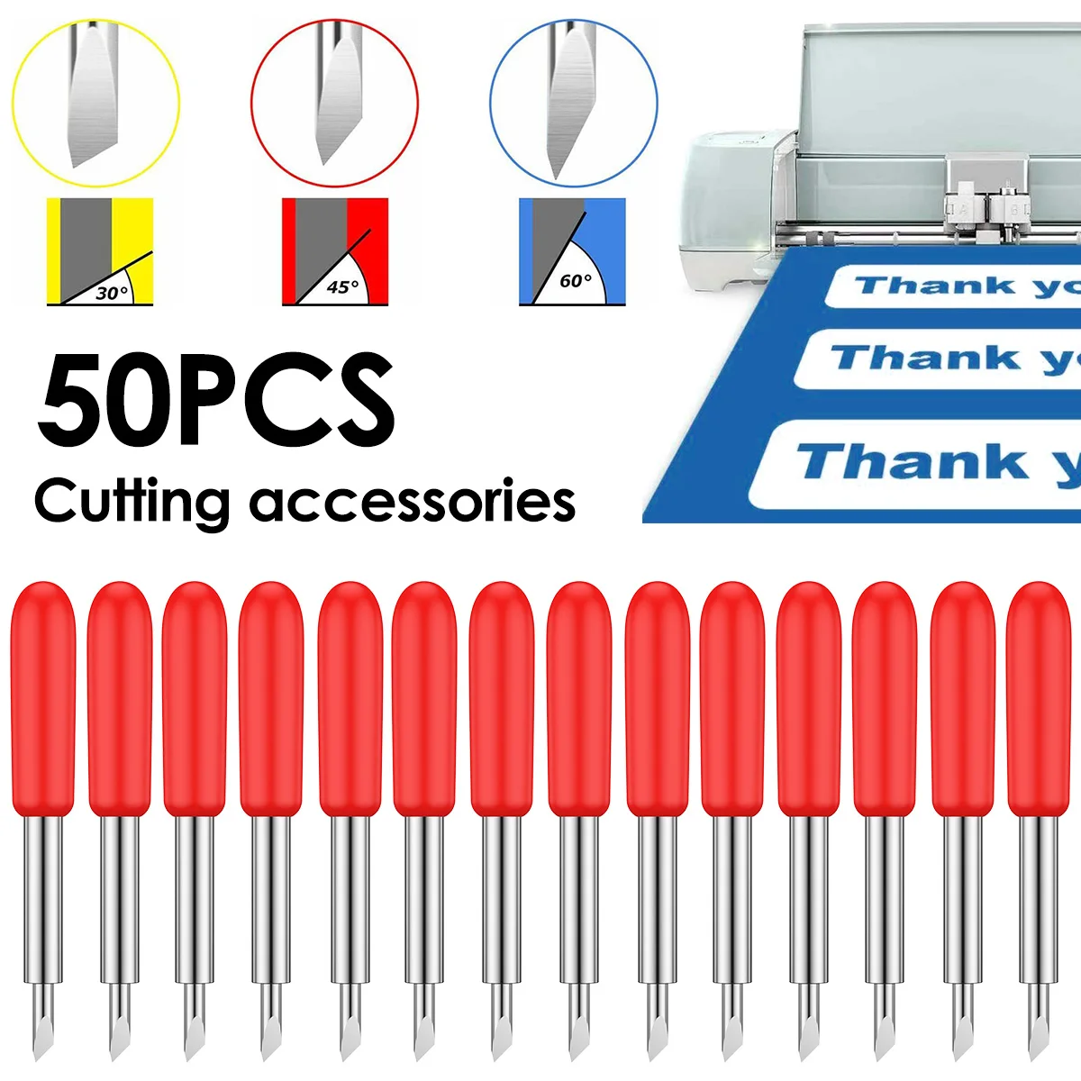 

50Pcs 45/60 Degrees Replacement Blades Plotter Blade Set For Roland Cricut Plotter Blade For Power Tools Cutting Plotter